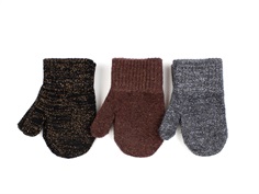 Mikk-line dark mink mix glitter knit gloves wool/nylon (3-pack)